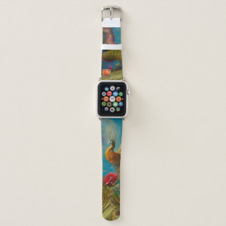 Golden Peacock and Roses AI Fantasy Art Apple Watch Band