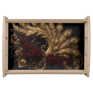Golden Peacock Baroque Luxury Serving Tray