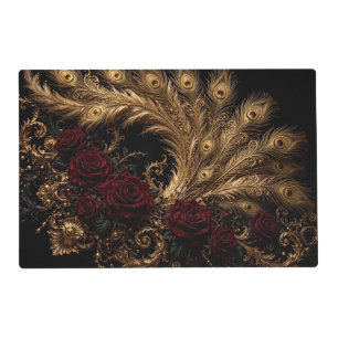 Golden Peacock Baroque Luxury Serving Tray Placemat