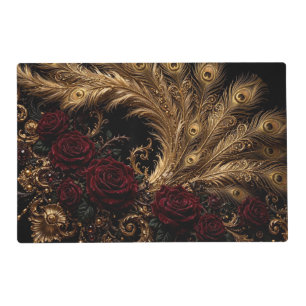 Golden Peacock Baroque Placemat