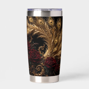 Golden Peacock Baroque Porcelain Pitcher Insulated Tumbler