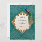 Golden Peacock & Calligraphy Swirls Invitation (Back)