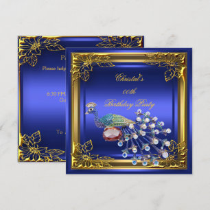 Golden Peacock Elite Elegant Birthday Party Invitation