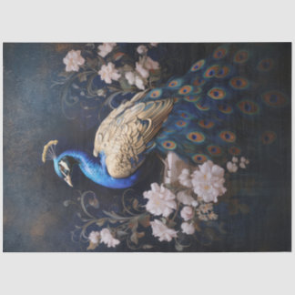Golden Peacock Facing Left Decoupage Tissue Paper