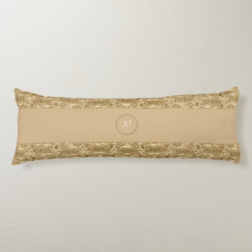 GOLDEN PEACOCK FEATHER INSPIRED DESIGN BODY PILLOW