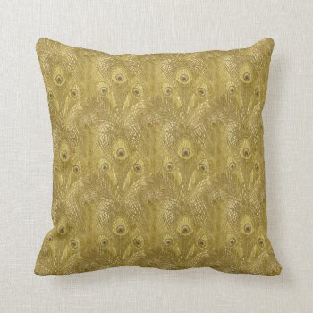 Golden Peacock Feather Pattern American Mojo Pillo Throw Pillow by HomeDecoration at Zazzle