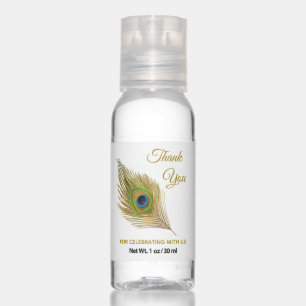 Golden peacock feather Thank You Hand Sanitizer