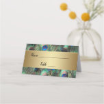 Golden Peacock Feather Wedding Place Card