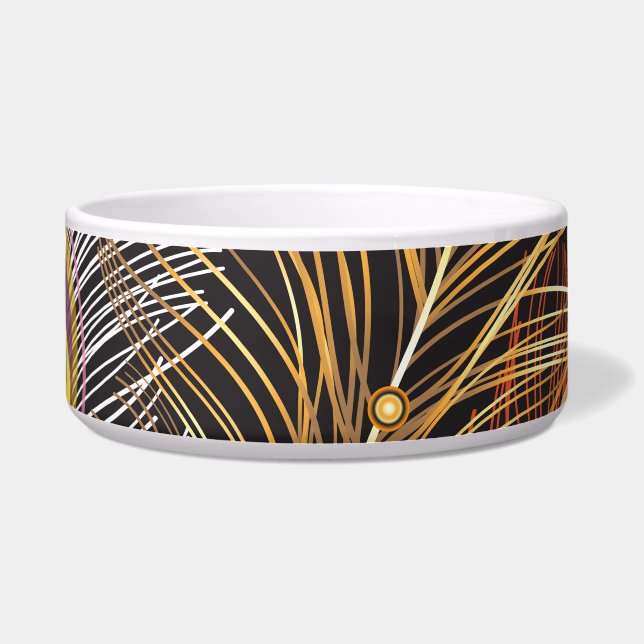 Golden peacock feathers: dark pattern. bowl (Front)