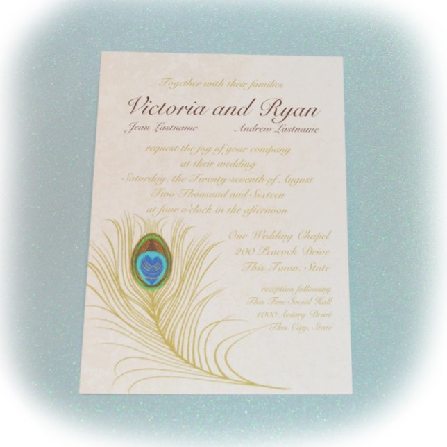 Golden Peacock Feathers Invitation (Creator Uploaded)