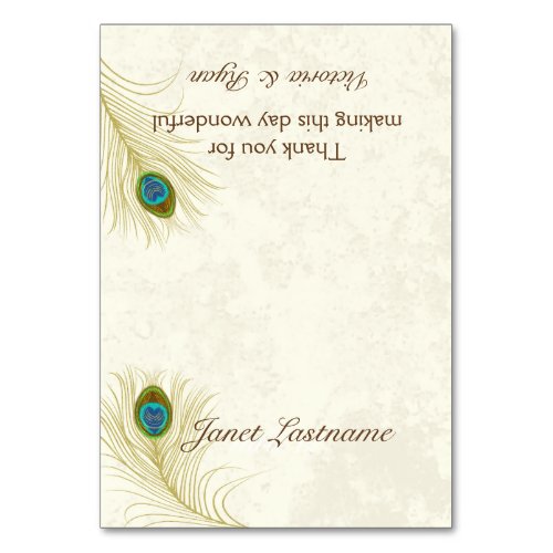 Golden Peacock Feathers Seating Card