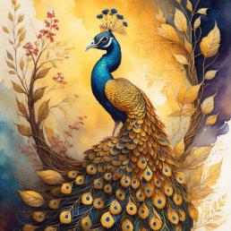 Golden peacock in a golden forest v5 tissue paper