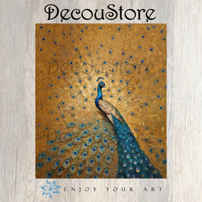 Golden Peacock – Klimt-Inspired Decoupage Tissue Paper (Creator Uploaded)