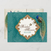 Golden Peacock & Swirls - Save the Date Postcard (Front/Back)