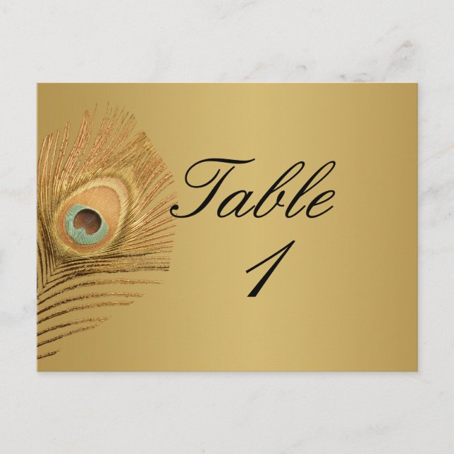 Golden Peacock Table Number (Front)