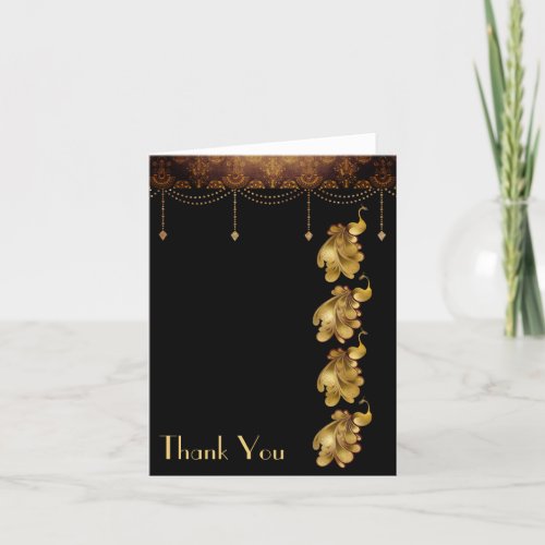 Golden Peacocks Ancient Egyptian Art Deco Thank You Card