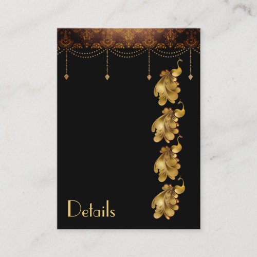 Golden Peacocks Ancient Egyptian Art Deco Wedding Enclosure Card