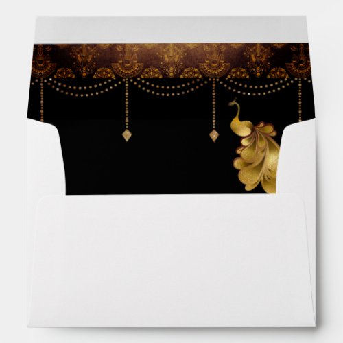 Golden Peacocks Ancient Egyptian Art Deco Wedding Envelope