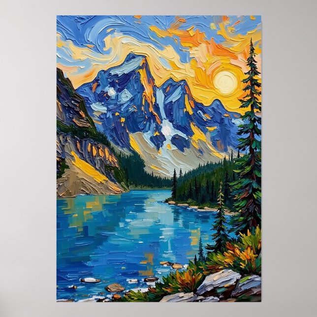 Golden Peaks – Impasto Mountain Serenity Holder (Front)