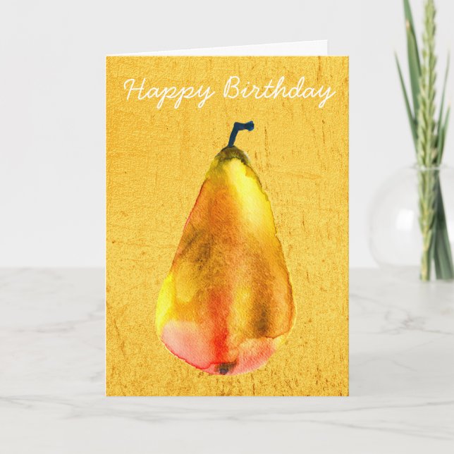 Golden Pear fruit art Card (Front)