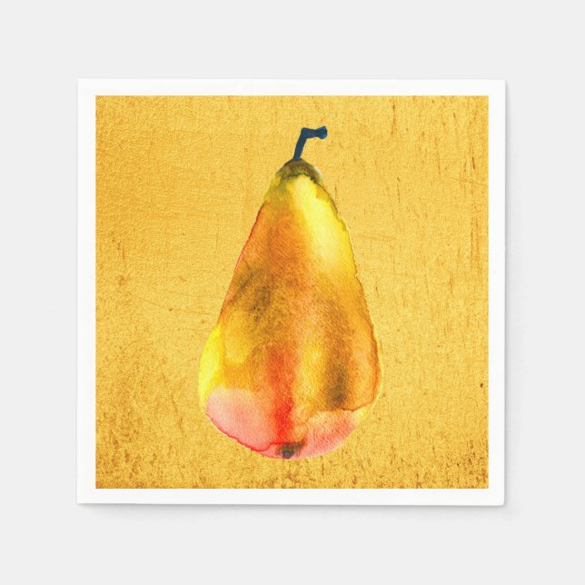 Golden Pear fruit art Napkins (Front)