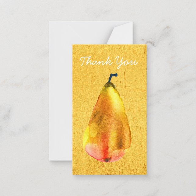 Golden Pear fruit art Note Card (Front)