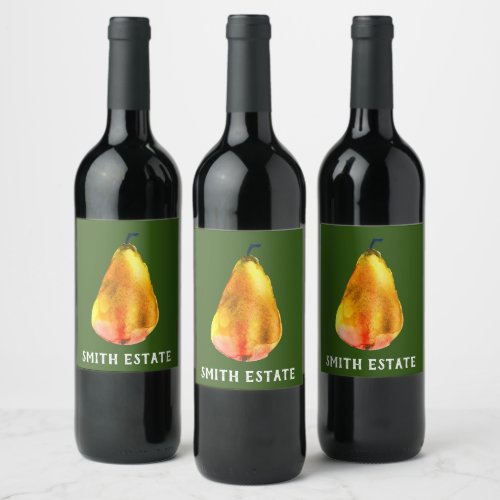 Golden Pear fruit art Wine Label