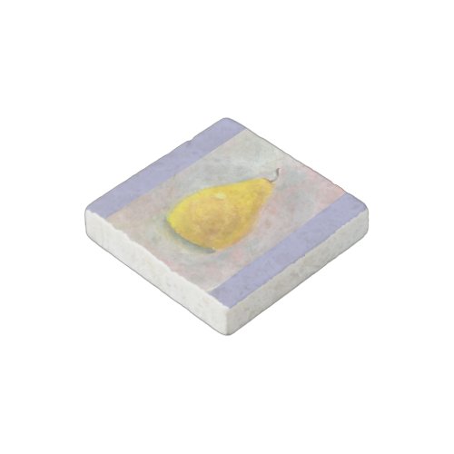 Golden Pear Still Life Watercolor Stone Magnet