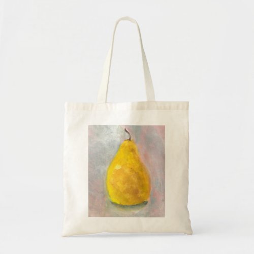 Golden Pear Still Life Watercolor Tote Bag