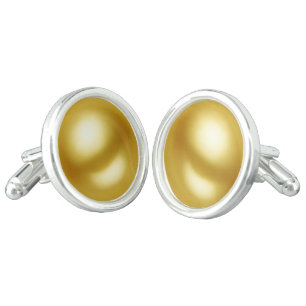 GOLDEN PEARL + your text / photo Cufflinks