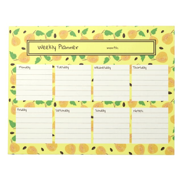 Golden Pears Collection Yellow Bright Planner Notepad (Front)