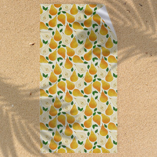 Golden Pears Pattern Beach Towel