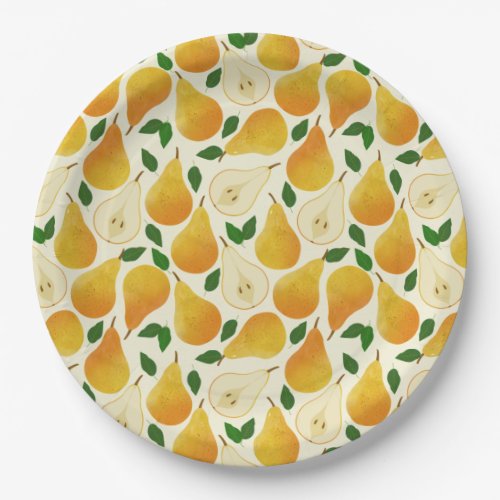 Golden Pears Pattern Paper Plates