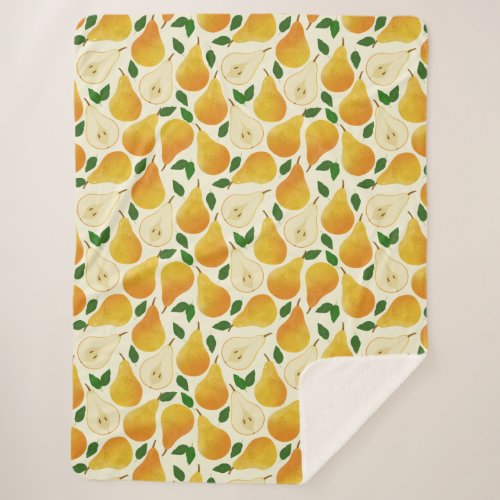 Golden Pears Pattern Sherpa Blanket