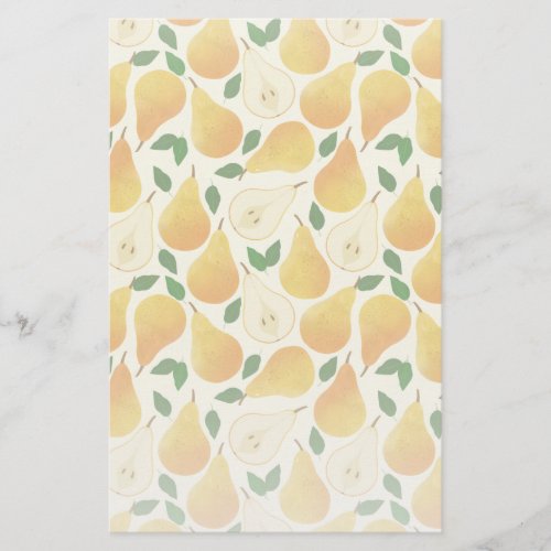 Golden Pears Pattern Stationery