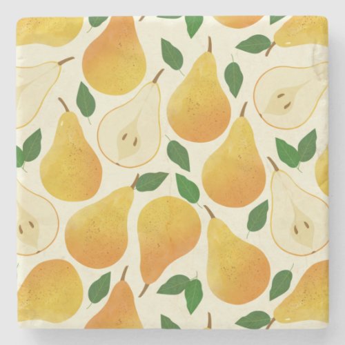 Golden Pears Pattern Stone Coaster