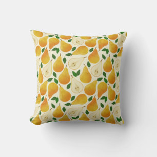 Golden Pears Pattern Throw Pillow