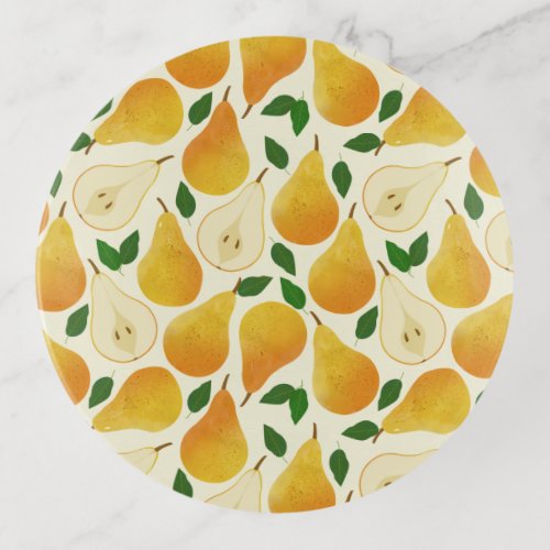 Golden Pears Pattern Trinket Tray