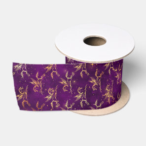 Golden Pegasus Sparkle Pattern on Regal Purple Satin Ribbon
