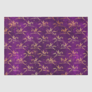 Golden Pegasus Sparkle Pattern on Regal Purple Tissue Paper