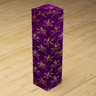 Golden Pegasus Sparkle Pattern on Regal Purple Wine Box