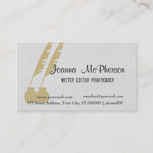 Golden Pen Elegant Writer Editor Journalist Business Card