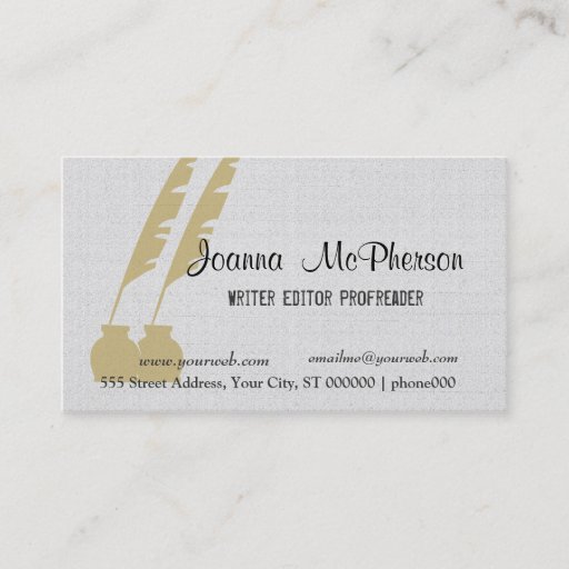 Customizable Elegant Writer Editor Journalist Business Cards