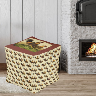 Golden Penciled Hamburg Roosters Hens Brick Red Pouf