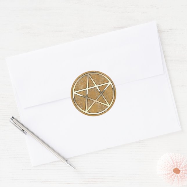 Golden Pentacle  Classic Round Sticker (Envelope)