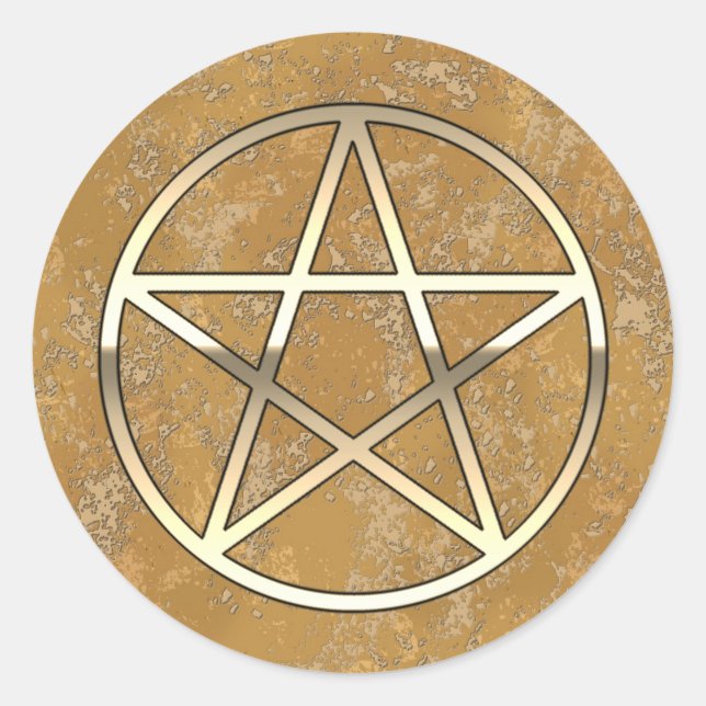 Golden Pentacle Classic Round Sticker (Front)