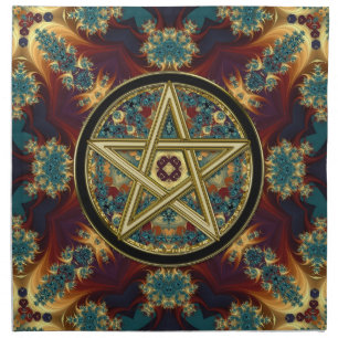 Golden Pentacle Fractal Magick Altar Cloth Banners Napkin
