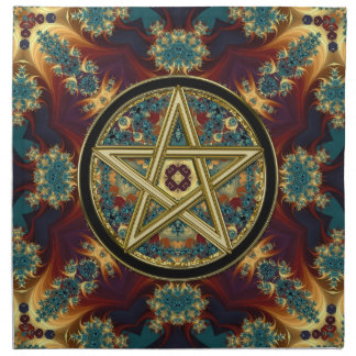 Golden Pentacle Fractal Magick Altar Cloth Banners Napkin