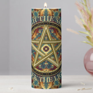 Golden Pentacle Fractal Magick Pillar Candle