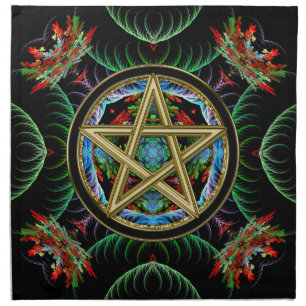 Golden Pentacle Magick Altar Cloth Banners Napkin